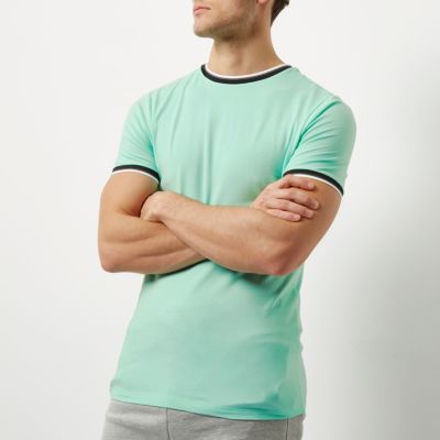 Mint green muscle fit ringer T-shirt